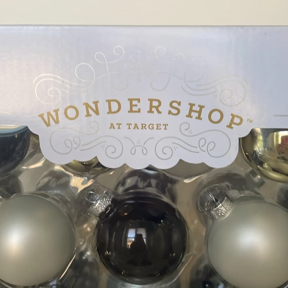 42 Glass Ornament Set. Gold, Black & White